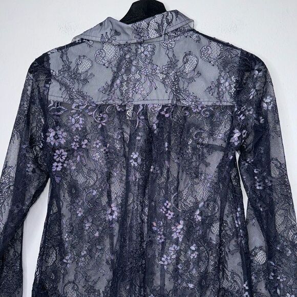 Anthropologie Maeve Lace Sheer Long Sleeve Button Down Blouse/Shirt Size XXS - Picture 13 of 14